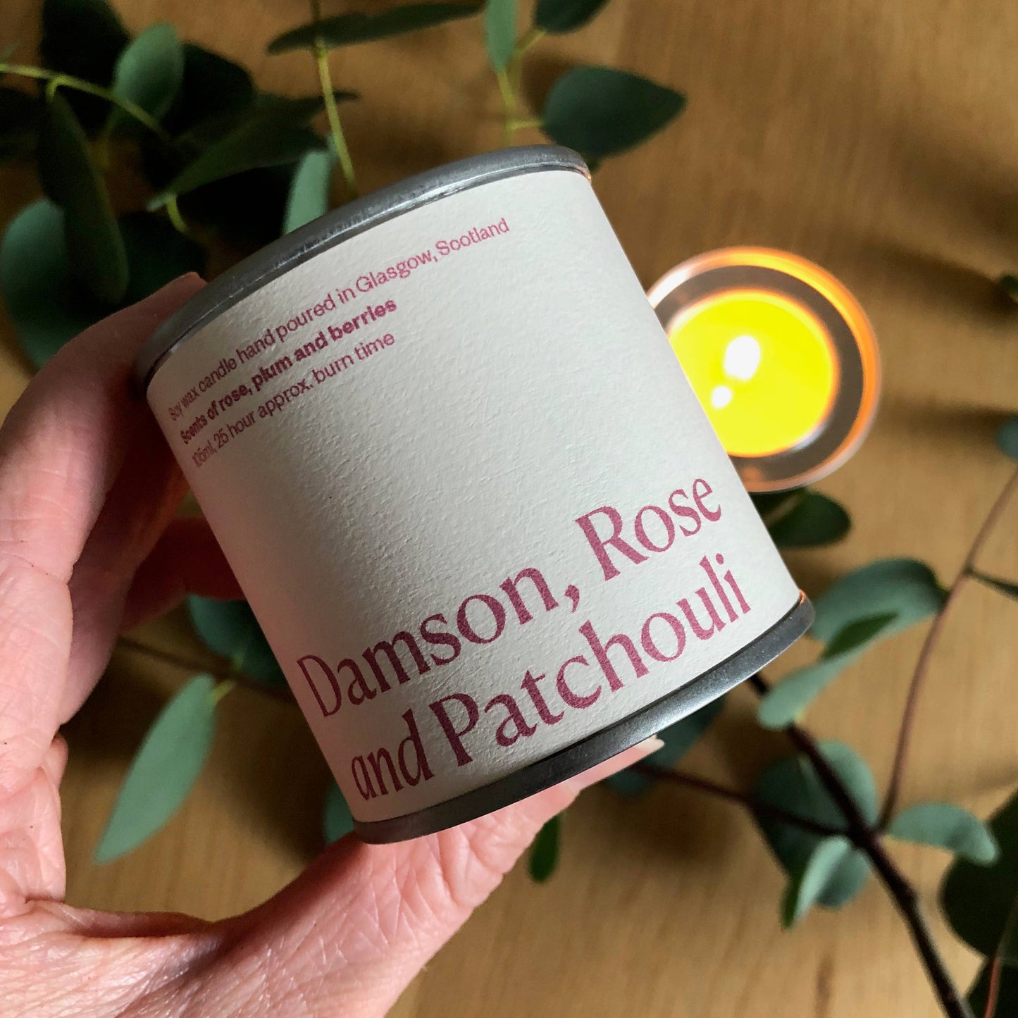 Damson, Rose and Patchouli Soy Wax Candle Tin