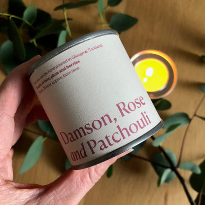 Damson, Rose and Patchouli Soy Wax Candle Tin