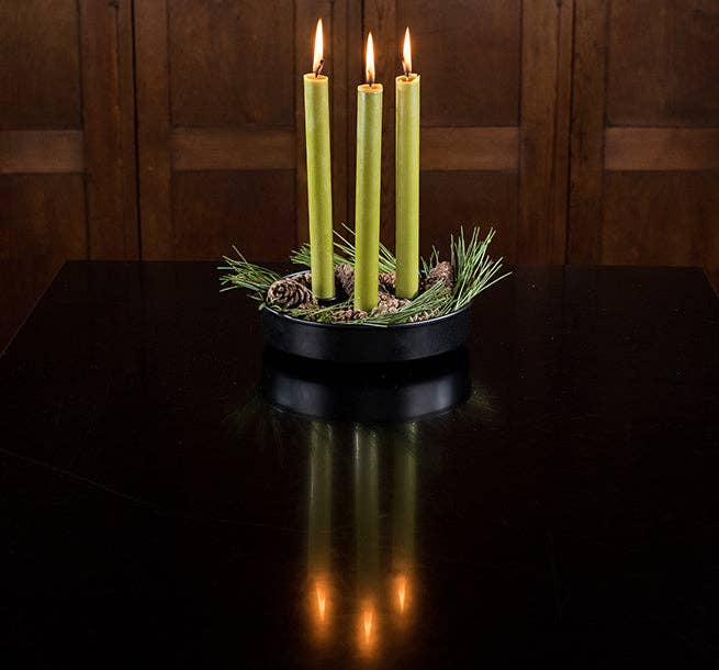 Olive Green Eco Dinner Candlestick