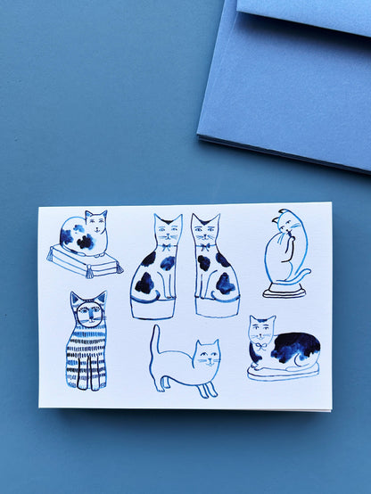 Fancy Cats Card | Cat Lover | Ceramic Cats | Pottery Lover