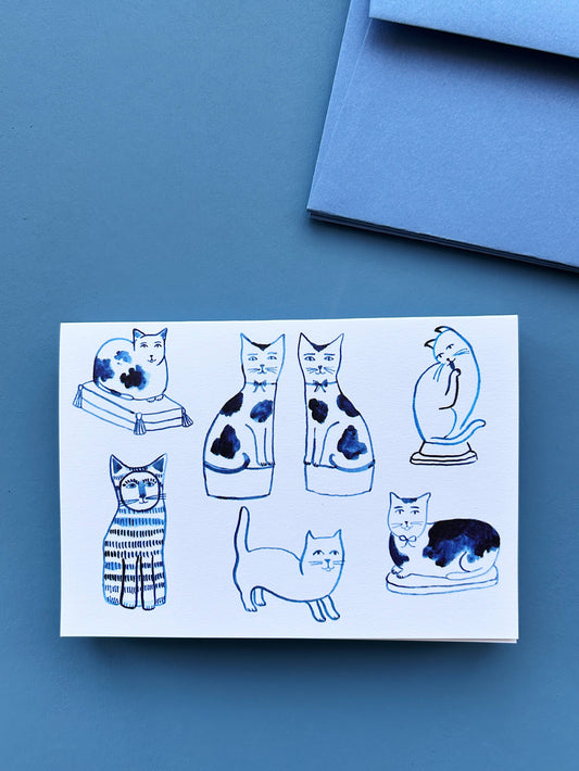 Fancy Cats Card | Cat Lover | Ceramic Cats | Pottery Lover