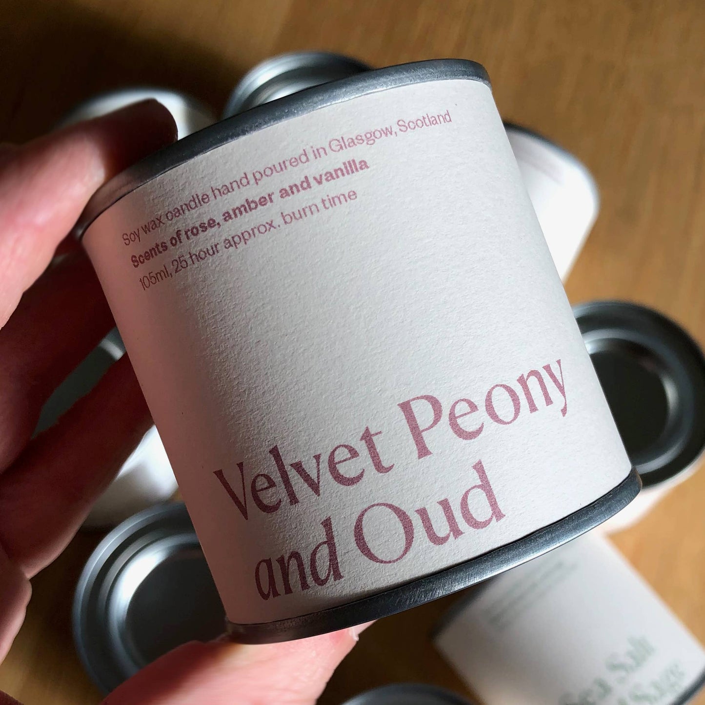 Velvet Peony and Oud Soy Wax Candle Tin