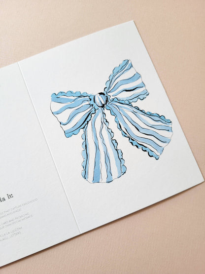 Stripey blue bow card