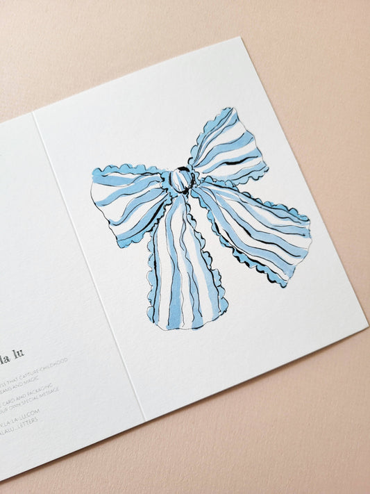 Stripey blue bow card