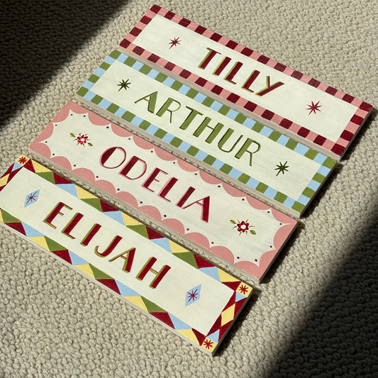 Hand Painted Personalised Wooden Name Plates