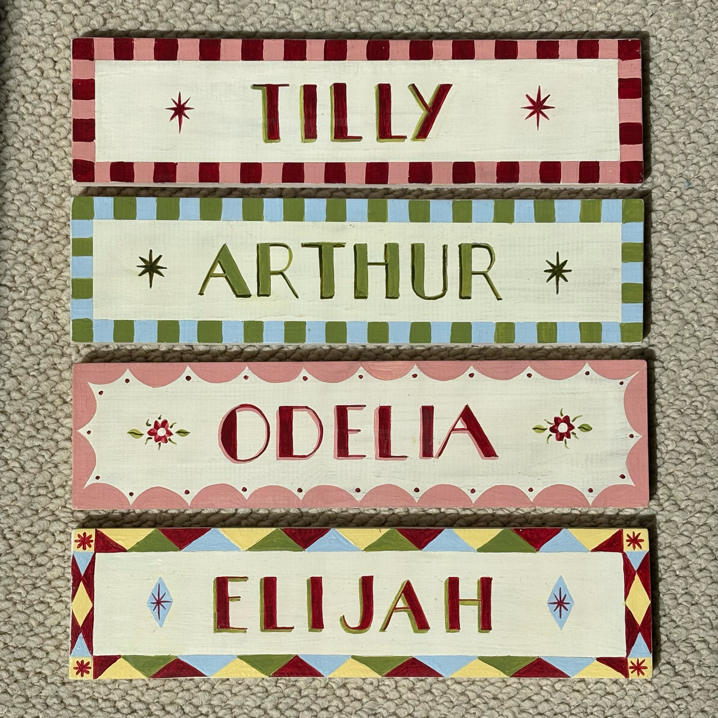 Hand Painted Personalised Wooden Name Plates