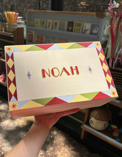 Hand Painted Personalised Wooden Keepsake Boxes