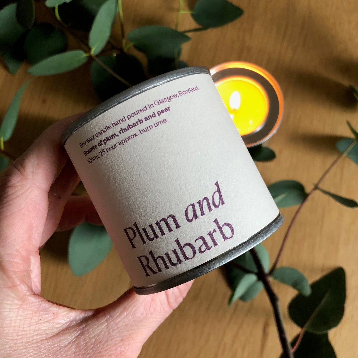Plum and Rhubarb Soy Wax Candle Tin